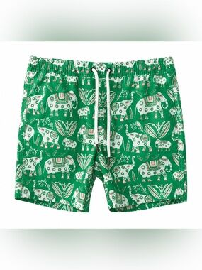 Strong Boalt Boys Size 12 Elephant Print Swim Trunks Green Tropical Board Shorts